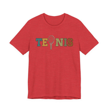 Tennis Retro Graphic Tee — Vintage Racket Lettering Shirt
