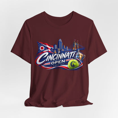 Cincinnati Open Tennis T‑Shirt – City Skyline & Tennis Ball Graphic