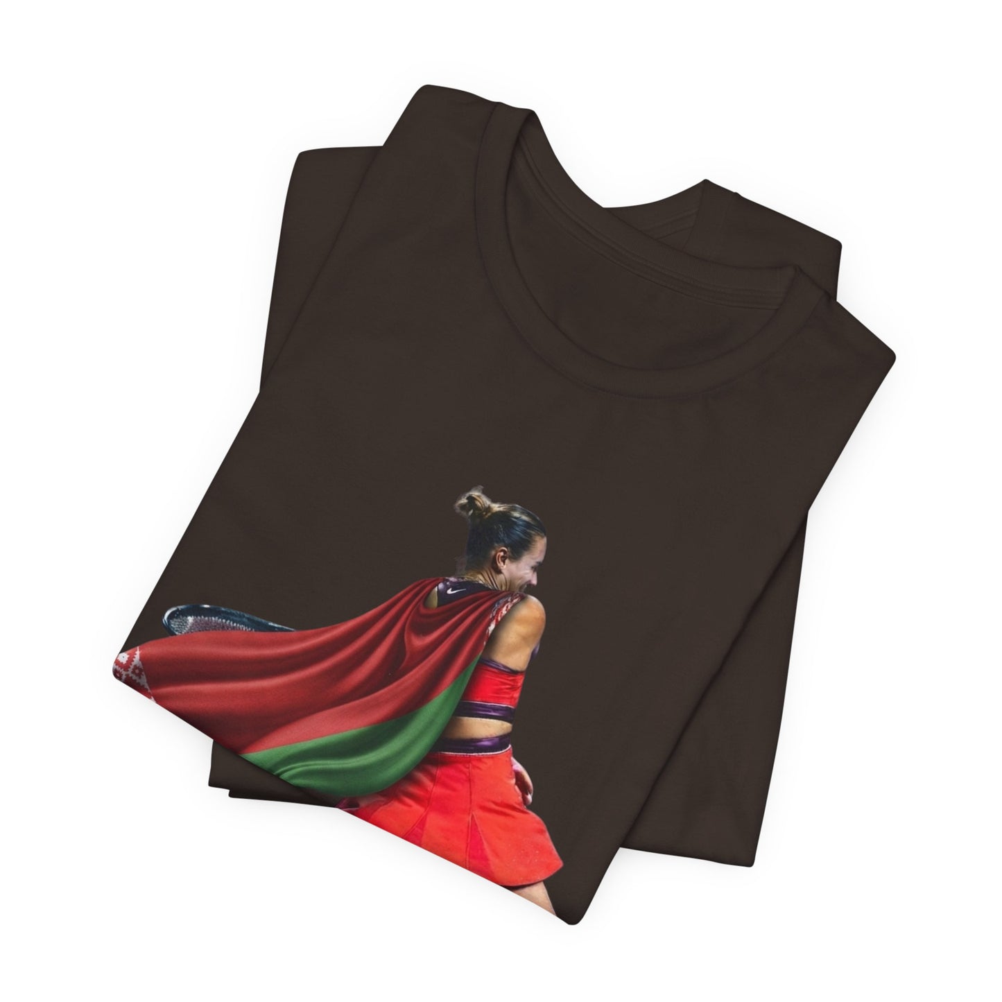 Runner Superhero Sabalenka T‑Shirt — Empowering Female Athlete Tee with Cape Graphic