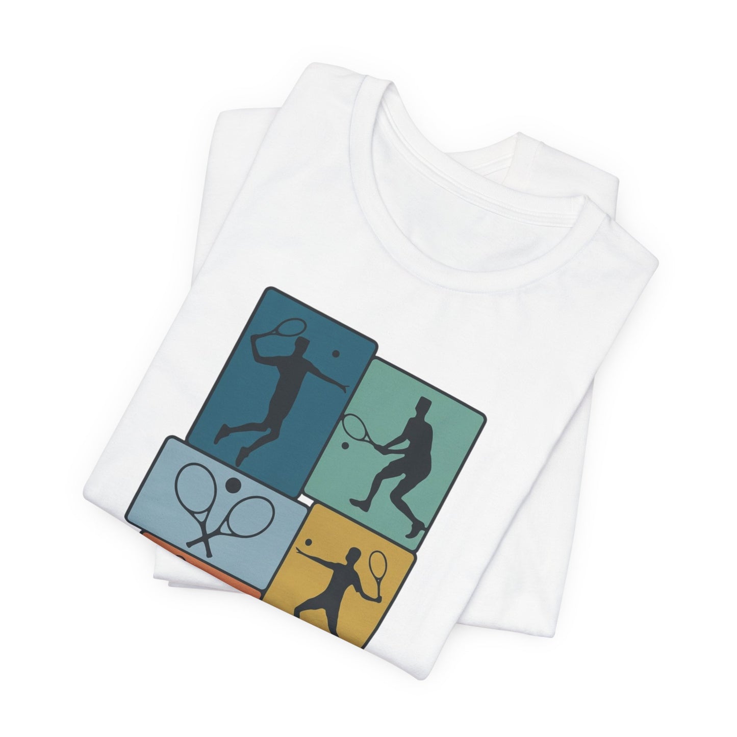 Tennis Silhouette Graphic Tee — Color Block Racket Players