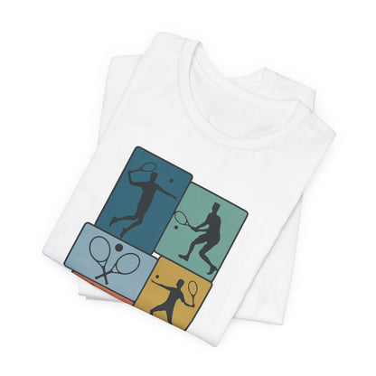 Tennis Silhouette Graphic Tee — Color Block Racket Players