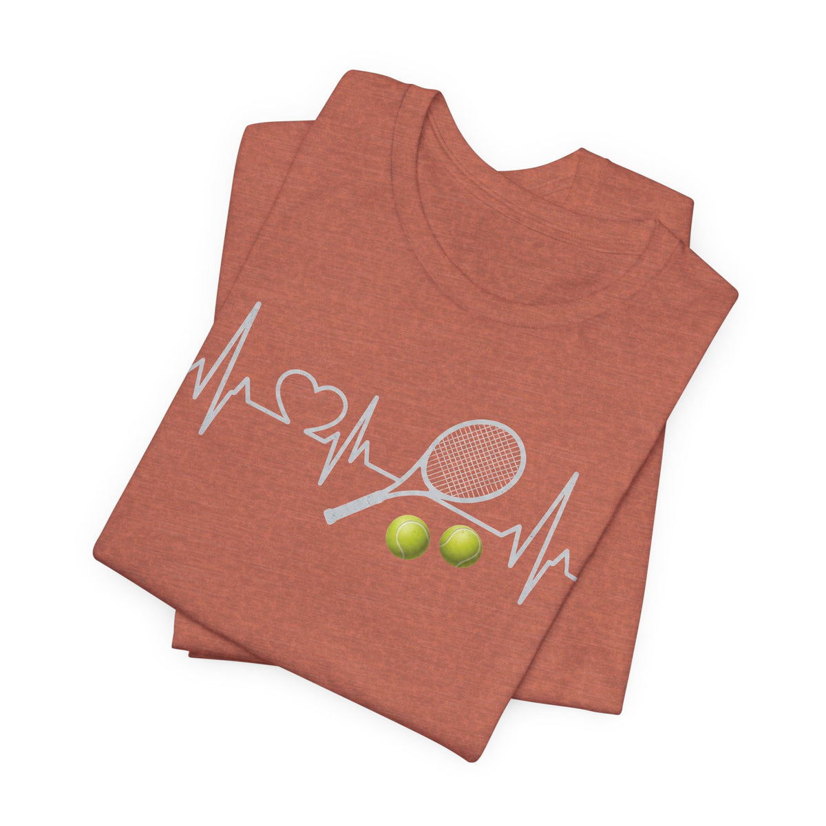 Tennis Heartbeat Tee – Racket & Tennis Ball Graphic Shirt