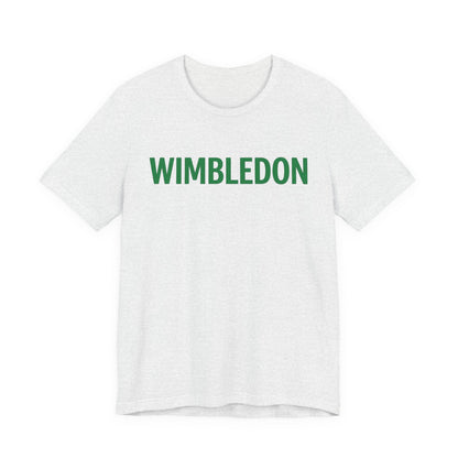 Wimbledon Classic Logo Tee — Green Text Tennis T‑Shirt