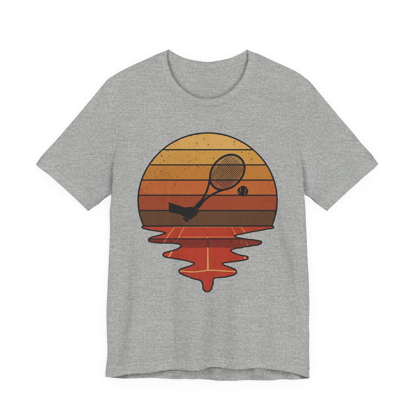 Retro Tennis Sunset Tee — Vintage Racket & Ball Graphic T‑Shirt