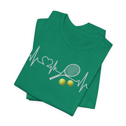 Tennis Heartbeat Tee – Racket & Tennis Ball Graphic Shirt
