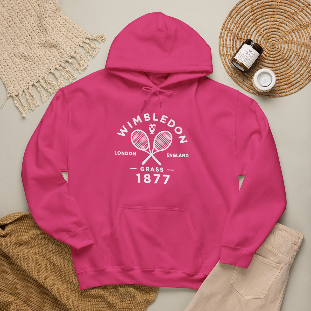 Wimbledon 1877 Tennis Hoodie — Classic Racquets Logo Pullover