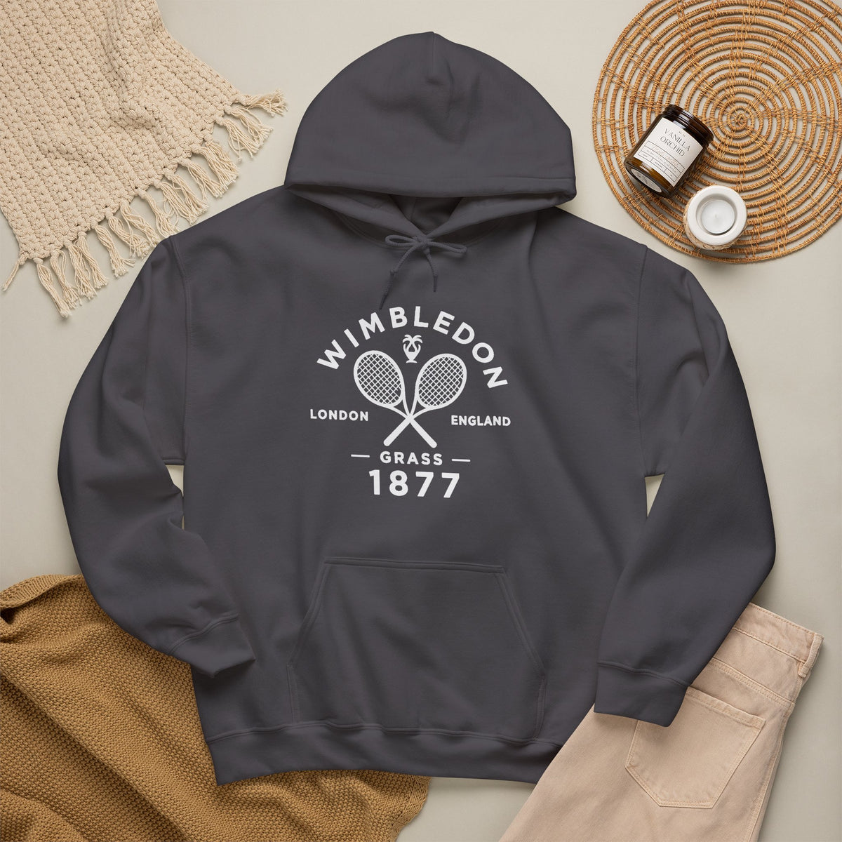 Wimbledon 1877 Tennis Hoodie — Classic Racquets Logo Pullover