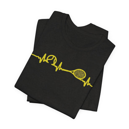 Tennis Heartbeat Tee — Minimal Tennis Racket ECG Graphic T-Shirt