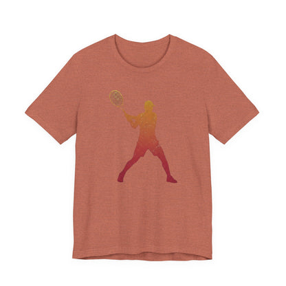 Tennis Player Silhouette Tee — Gradient Racket Sports T‑Shirt