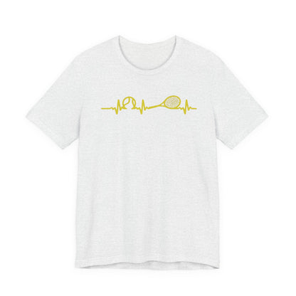 Tennis Heartbeat Tee — Minimal Tennis Racket ECG Graphic T-Shirt