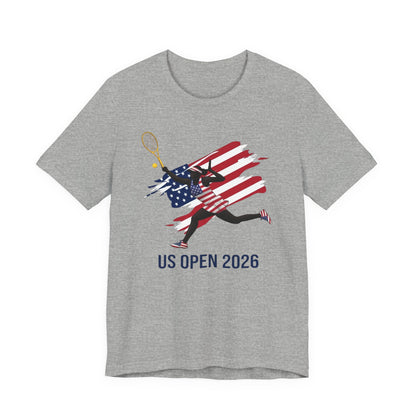 US Open 2026 Tennis T‑Shirt — American Flag Tennis Player Graphic Tee