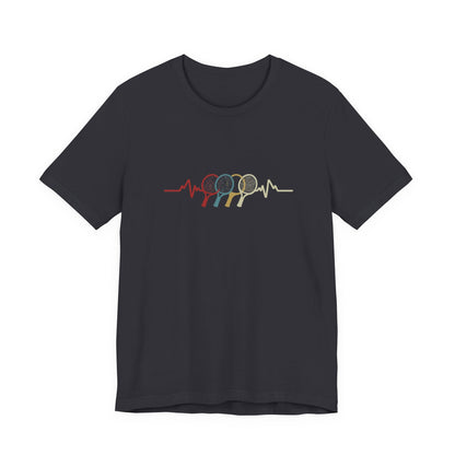 Tennis Heartbeat Tee — Retro Racket Line Art T-Shirt