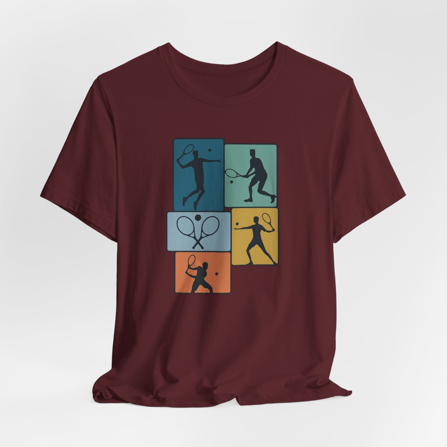 Tennis Silhouette Graphic Tee — Color Block Racket Players