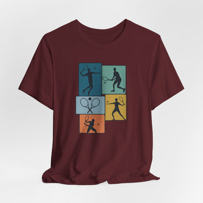 Tennis Silhouette Graphic Tee — Color Block Racket Players