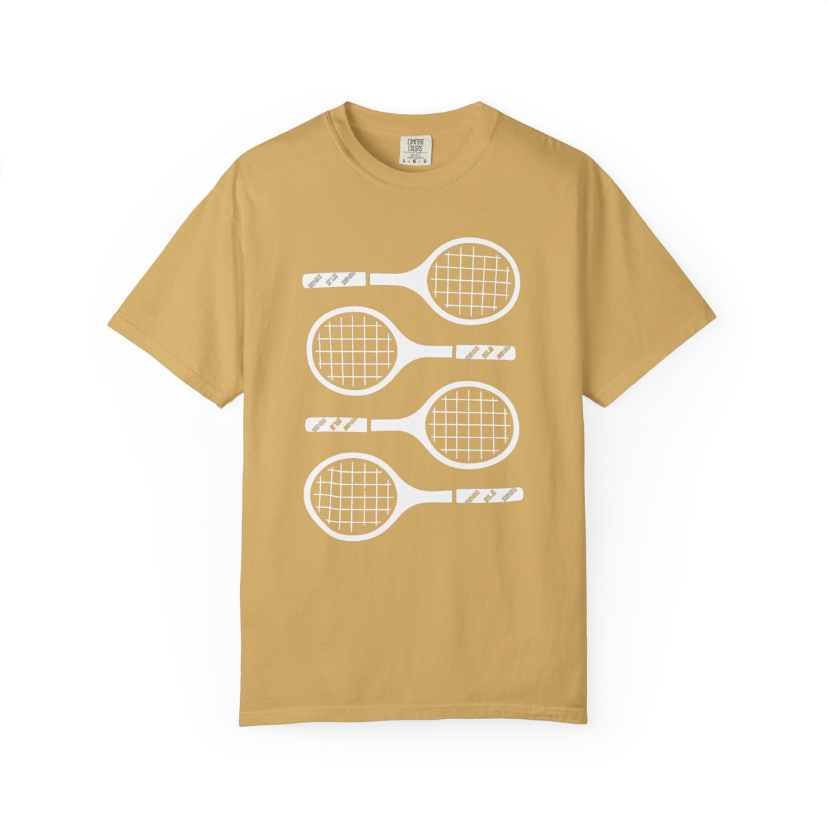 Tennis Rackets Graphic T-Shirt — Vintage-Inspired Garment-Dyed Tee