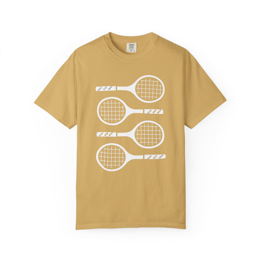 Tennis Rackets Graphic T-Shirt — Vintage-Inspired Garment-Dyed Tee