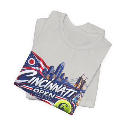 Cincinnati Open Tennis T‑Shirt – City Skyline & Tennis Ball Graphic