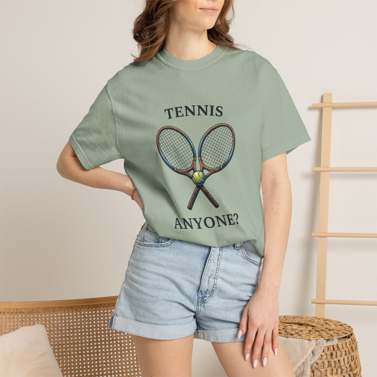 Tennis Anyone? Graphic T-Shirt — Vintage Racket & Ball Tee for Tennis Players