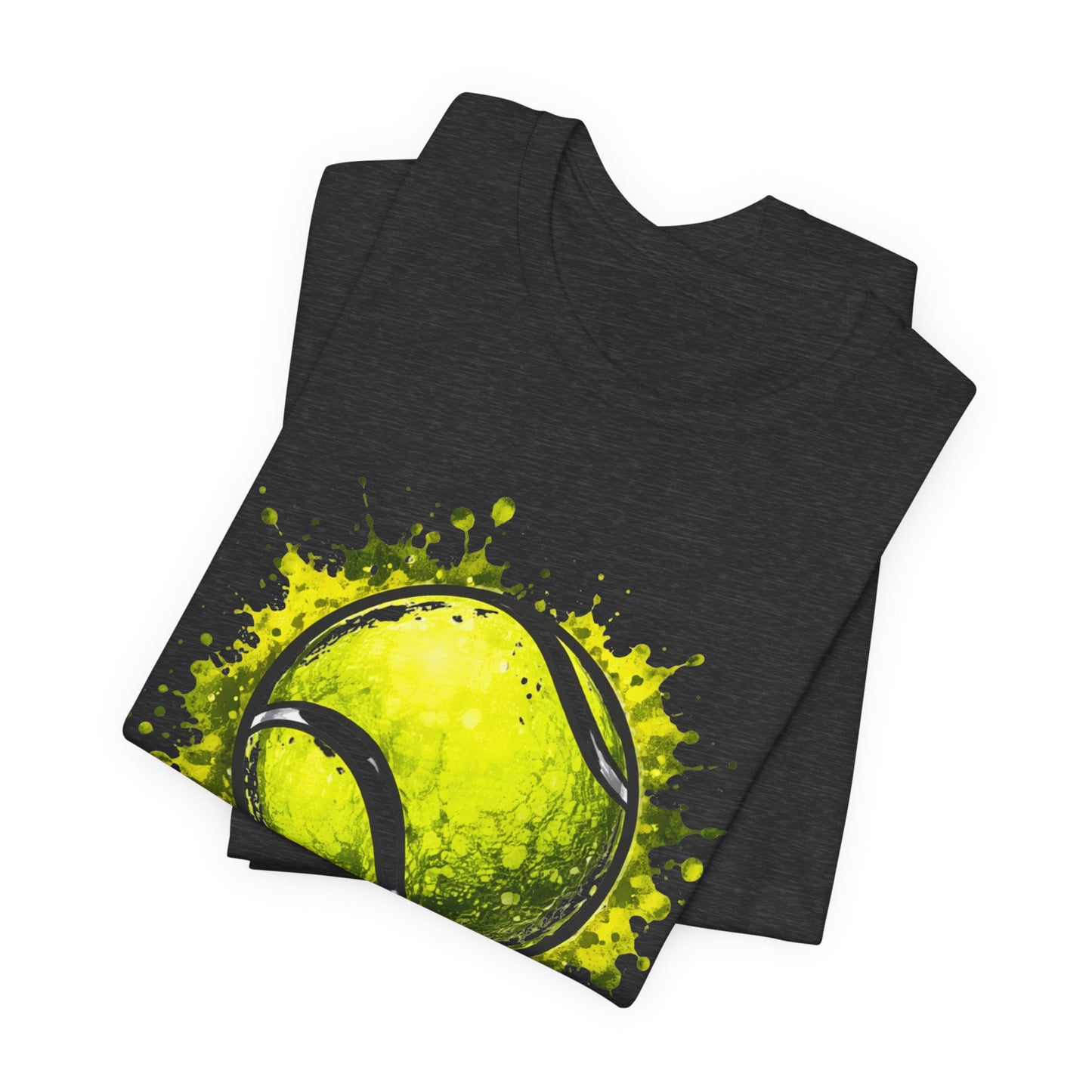 Tennis Tee — Watercolor Ball & Cartoon Player Short Sleeve Shirt