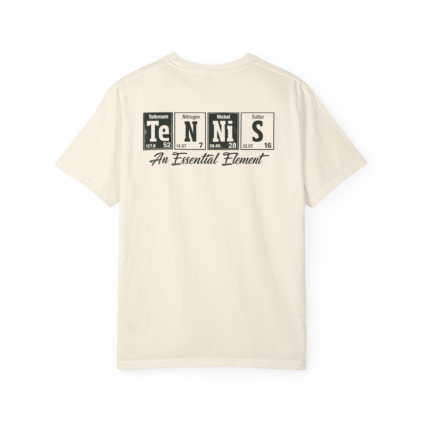 Tennis Graphic T-Shirt — 'Tennis: An Essential Element' Vintage Player Collage