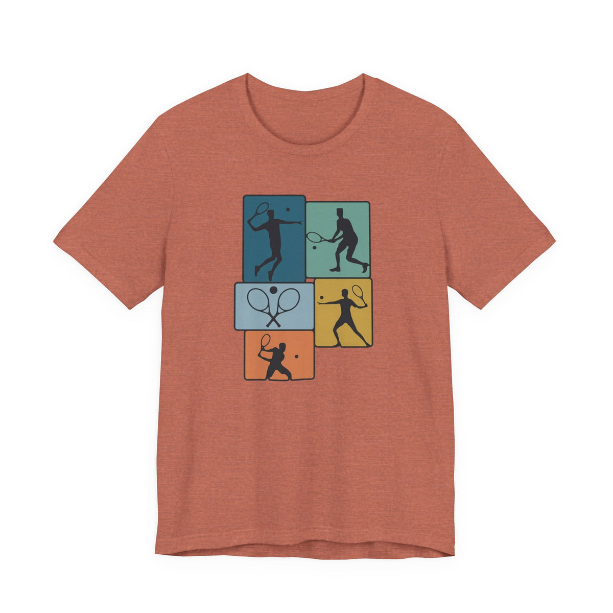 Tennis Silhouette Graphic Tee — Color Block Racket Players