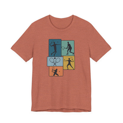 Tennis Silhouette Graphic Tee — Color Block Racket Players