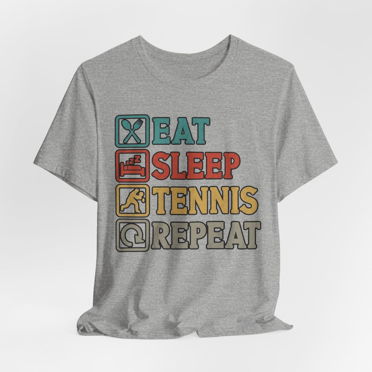 Tennis Tee — "Eat Sleep Tennis Repeat" Vintage Graphic Shirt