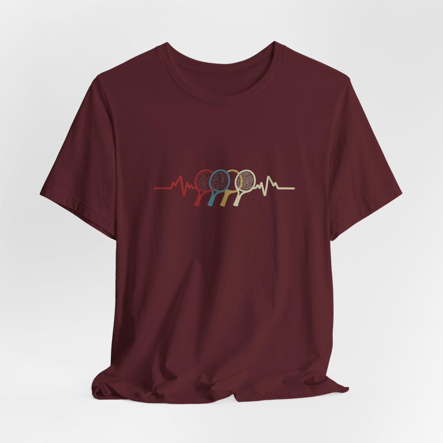 Tennis Heartbeat Tee — Retro Racket Line Art T-Shirt