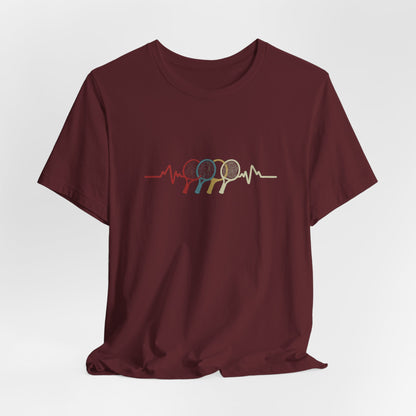 Tennis Heartbeat Tee — Retro Racket Line Art T-Shirt
