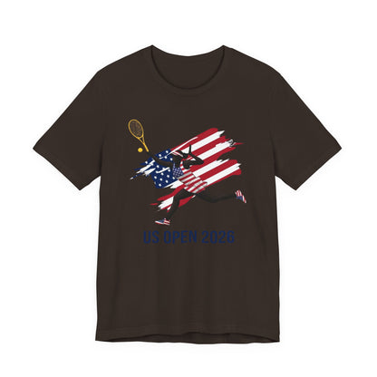 US Open 2026 Tennis T‑Shirt — American Flag Tennis Player Graphic Tee