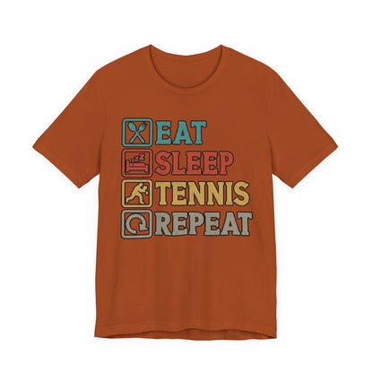 Tennis Tee — "Eat Sleep Tennis Repeat" Vintage Graphic Shirt
