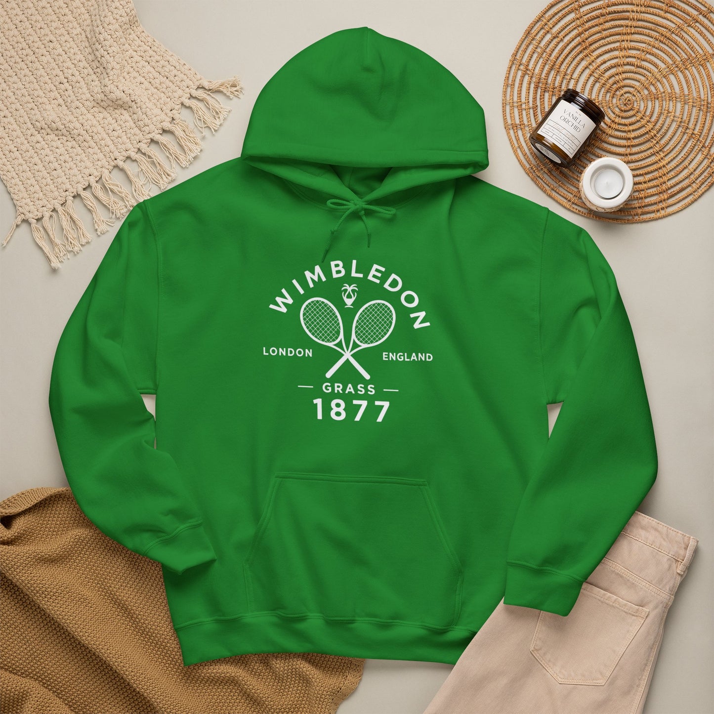 Wimbledon 1877 Tennis Hoodie — Classic Racquets Logo Pullover