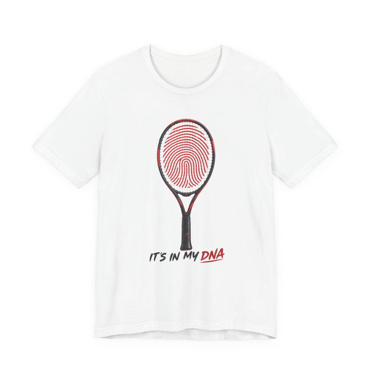 Tennis T‑Shirt — "It's In My DNA" Racket Fingerprint Tee