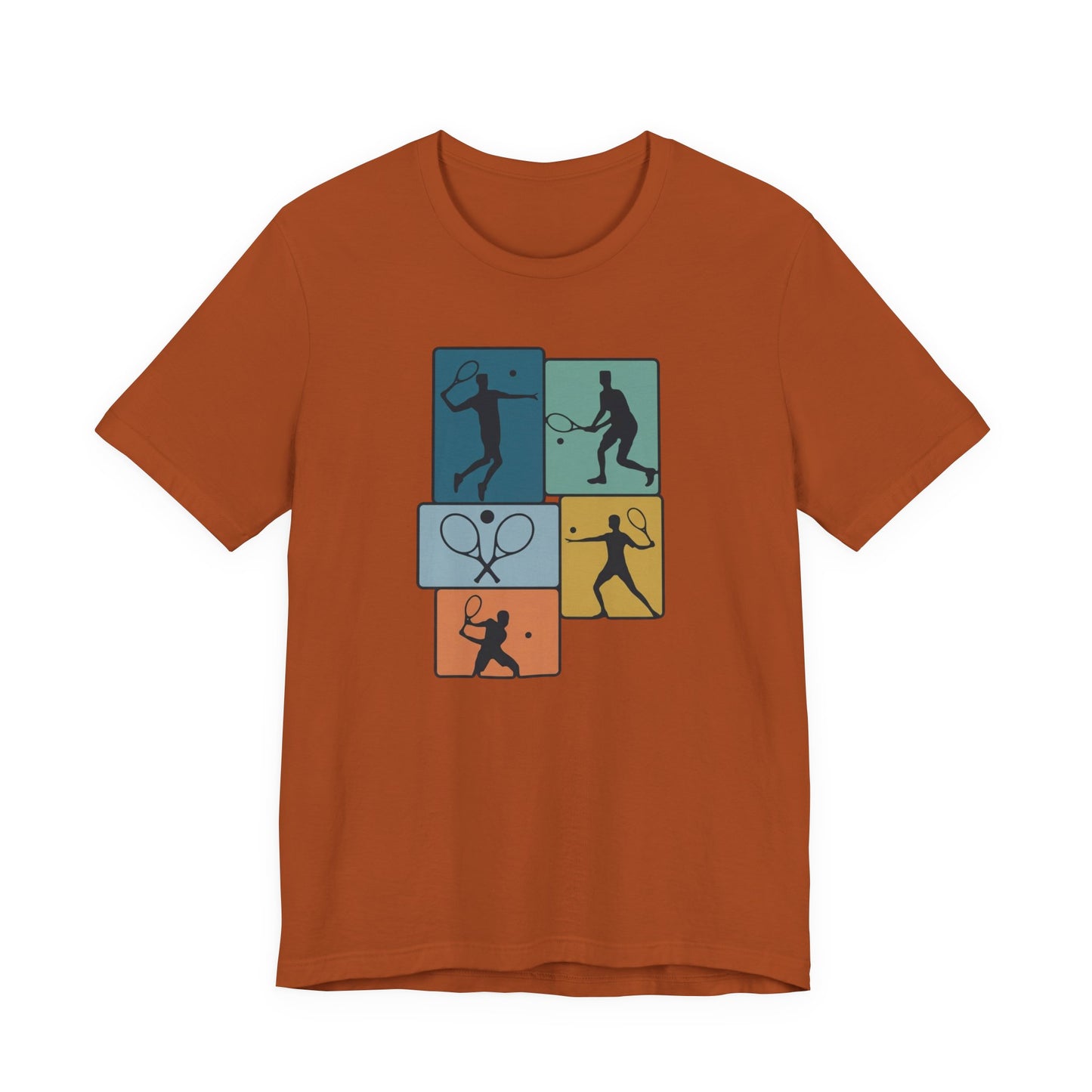 Tennis Silhouette Graphic Tee — Color Block Racket Players