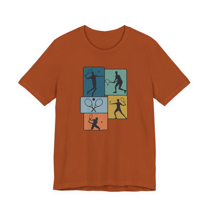 Tennis Silhouette Graphic Tee — Color Block Racket Players