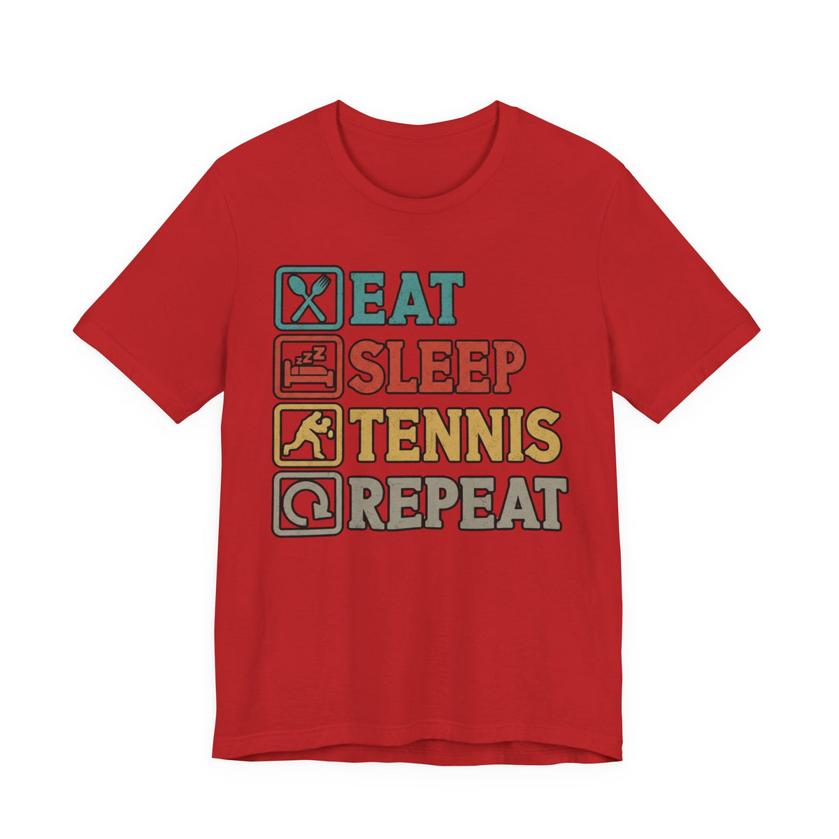 Tennis Tee — "Eat Sleep Tennis Repeat" Vintage Graphic Shirt