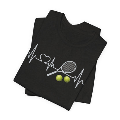 Tennis Heartbeat Tee – Racket & Tennis Ball Graphic Shirt