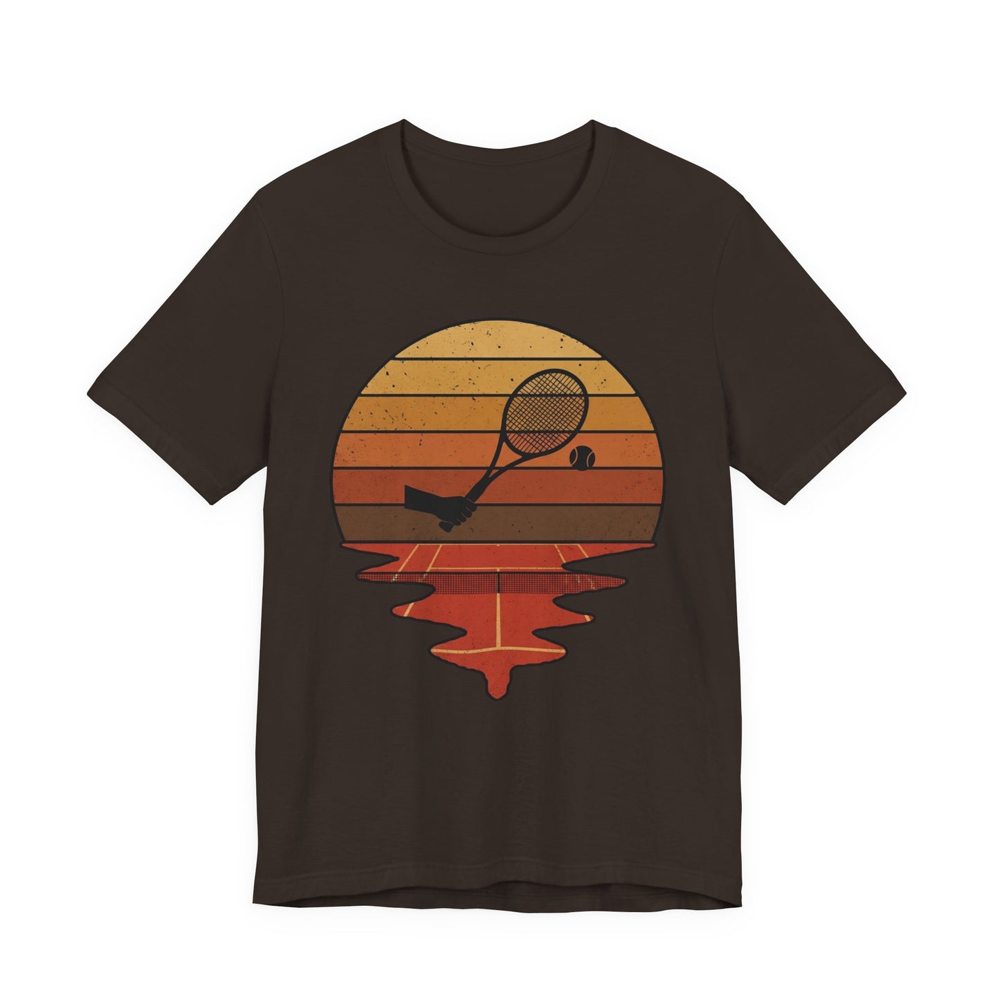 Retro Tennis Sunset Tee — Vintage Racket & Ball Graphic T‑Shirt