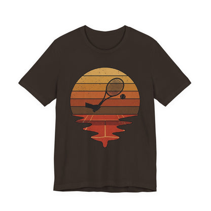 Retro Tennis Sunset Tee — Vintage Racket & Ball Graphic T‑Shirt