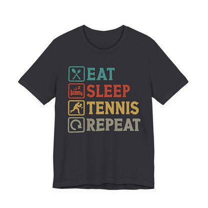 Tennis Tee — "Eat Sleep Tennis Repeat" Vintage Graphic Shirt