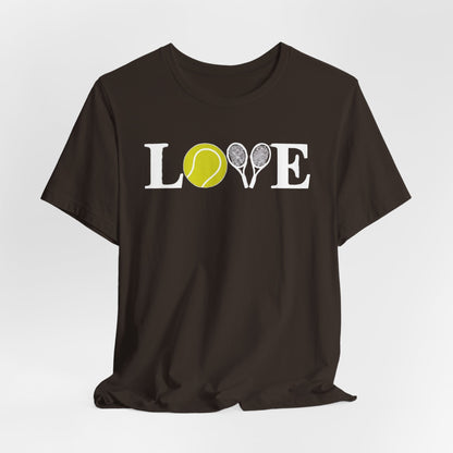 Tennis Love T-Shirt — 'LOVE' with Tennis Ball & Rackets