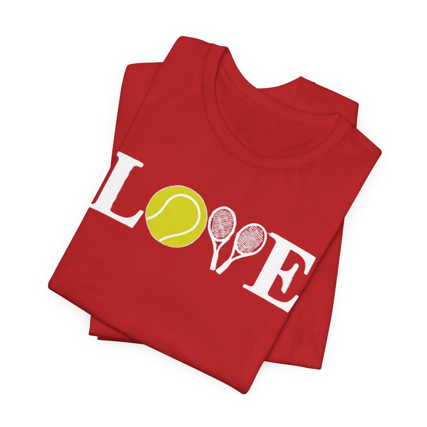 Tennis Love T-Shirt — 'LOVE' with Tennis Ball & Rackets