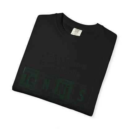 Tennis Periodically T‑Shirt — “An Essential Element” Chemistry Tennis Tee