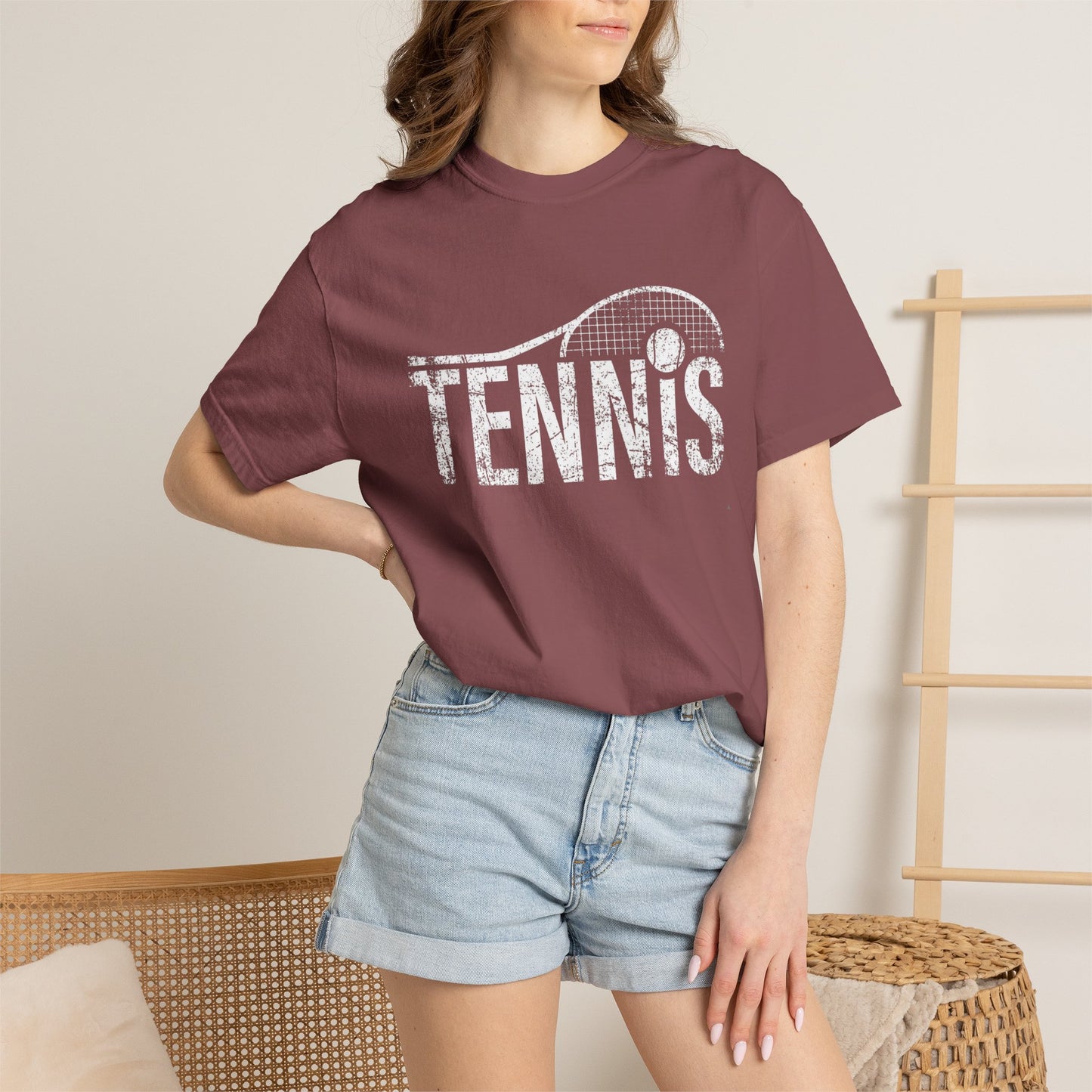 Tennis Vintage Graphic T-Shirt — Distressed Racket & Ball Tee
