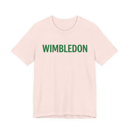 Wimbledon Classic Logo Tee — Green Text Tennis T‑Shirt