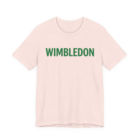 Wimbledon Classic Logo Tee — Green Text Tennis T‑Shirt