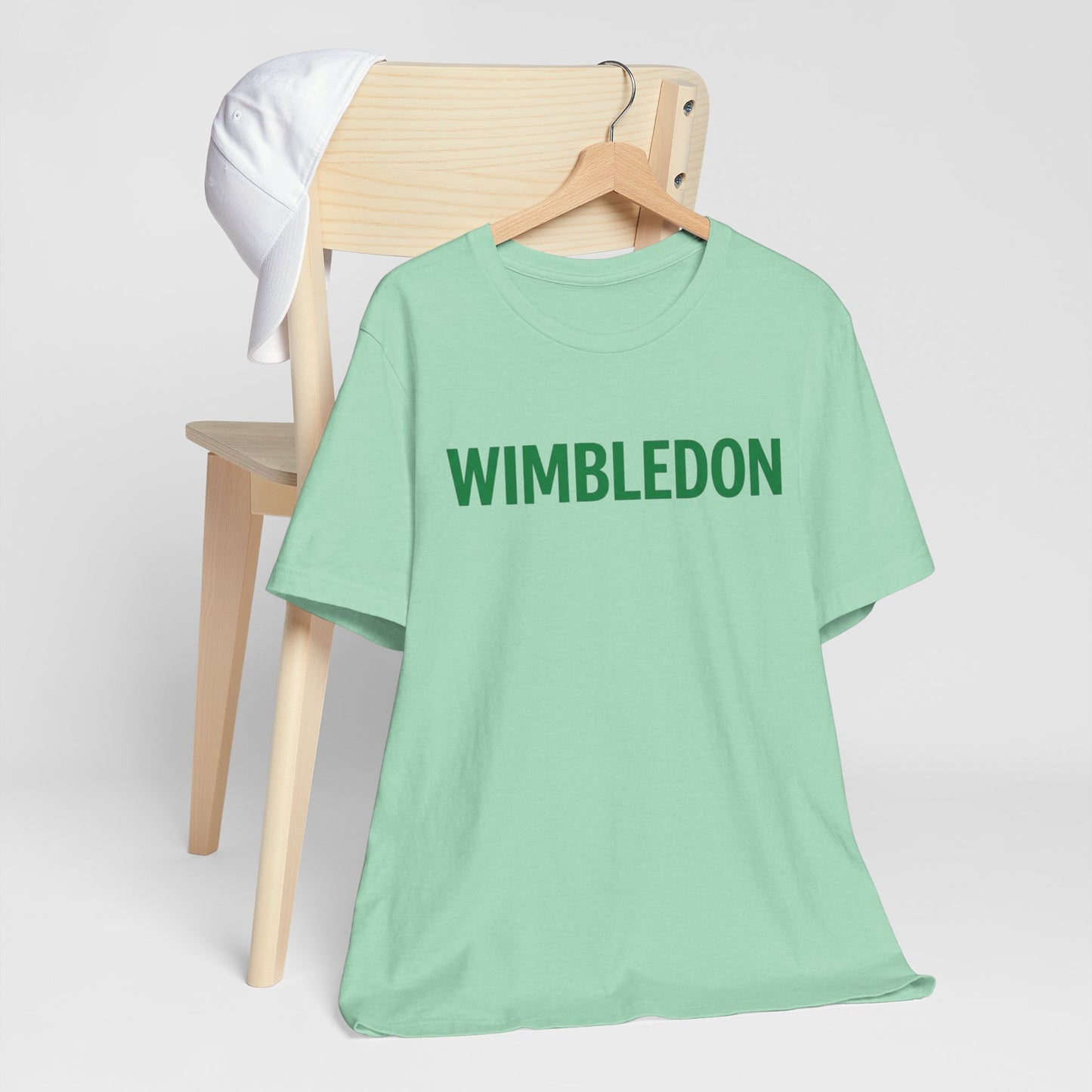 Wimbledon Classic Logo Tee — Green Text Tennis T‑Shirt