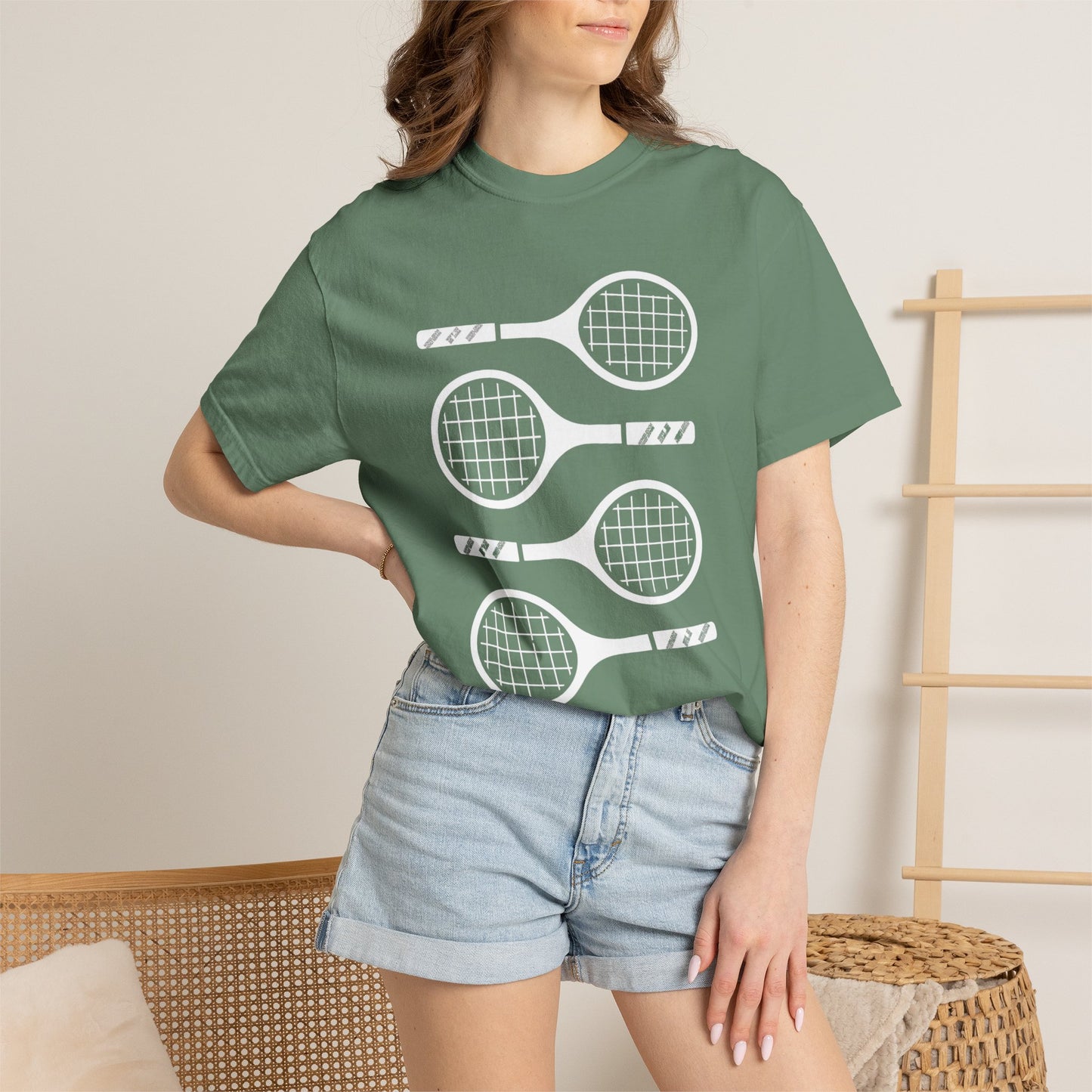 Tennis Rackets Graphic T-Shirt — Vintage-Inspired Garment-Dyed Tee
