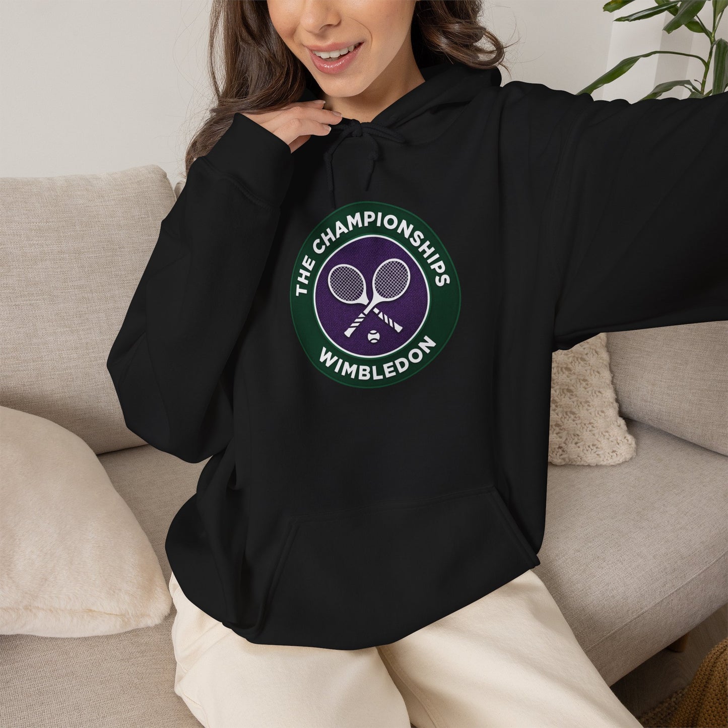 Wimbledon Championships Tennis Hoodie — Vintage Racket Crest