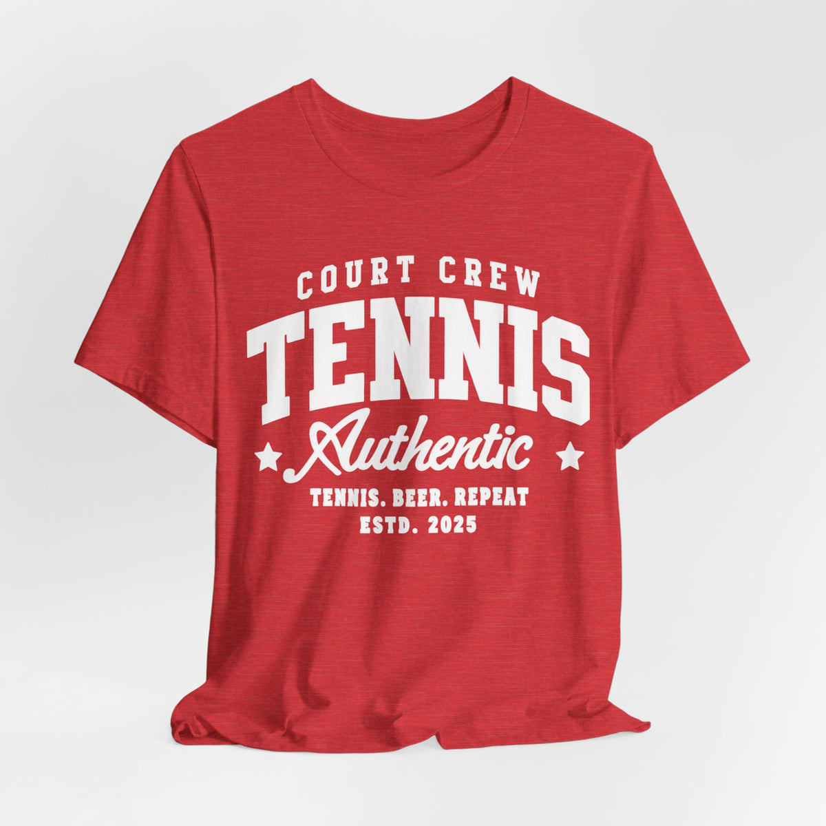 Tennis Court Crew Tee — "Tennis Authentic: Tennis. Beer. Repeat." Graphic Shirt